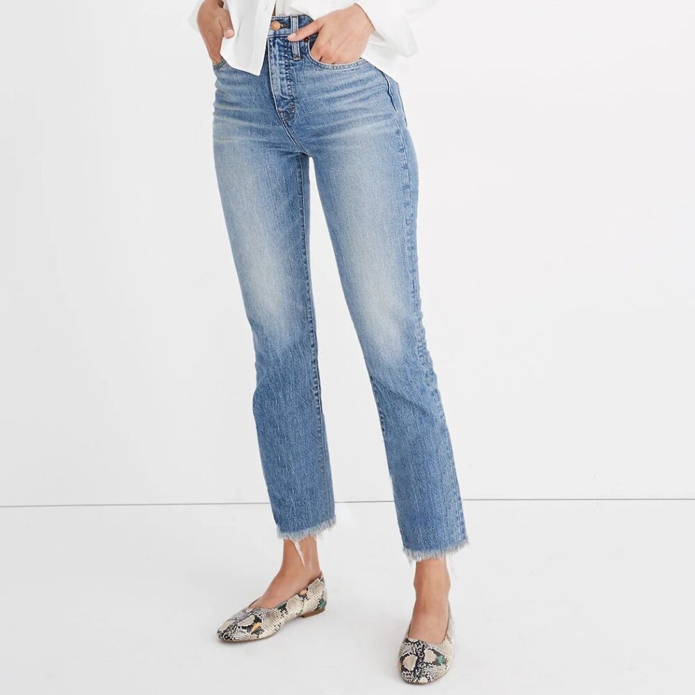 Madewell The Perfect Vintage Jean in Ainsworth Wash High Rise Skinny Raw Hem